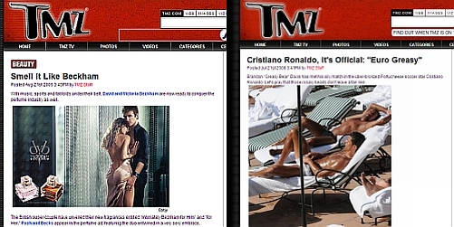TMZ's coverage of Beckham and Ronaldo