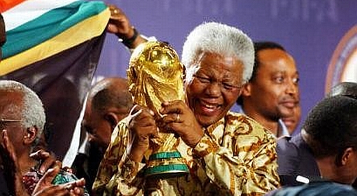 Nelson Mandela with the World Cup